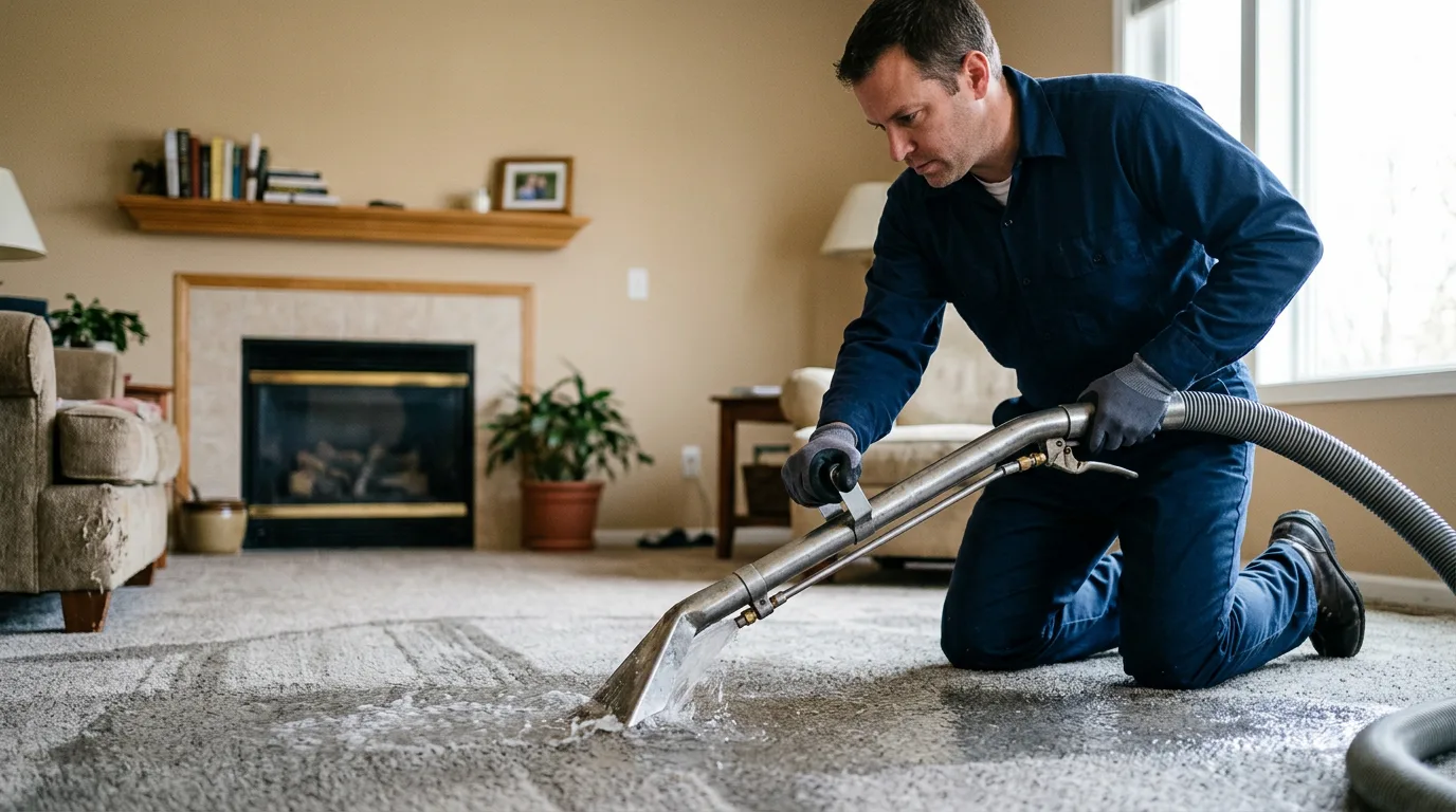 Water damage restoration technician working near Warfield, KY